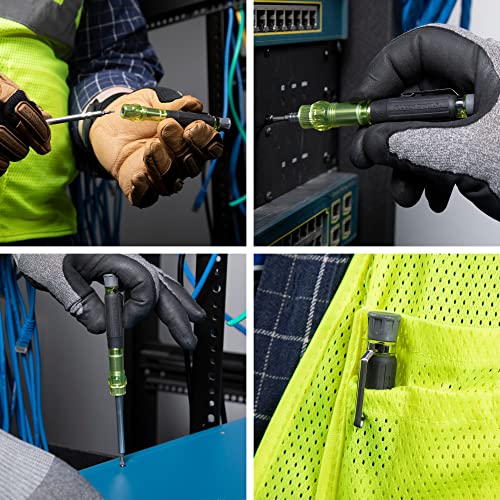 Klein Tools 32614 Multi-bit Precision Screwdriver Set, 4-in-1 Electronics Pocket Screwdriver, Professional Phillips and Slotted Bits, EDC - style: Multi-Bit Screwdriver