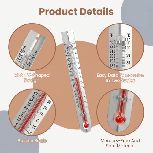 30 Pcs Mercury Free Lab Thermometer, Dual Scale Thermometers V Shaped