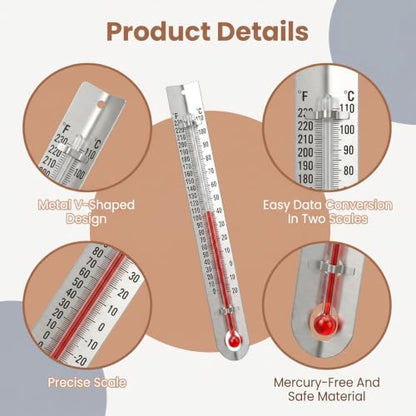 30 Pcs Mercury Free Lab Thermometer, Dual Scale Thermometers V Shaped