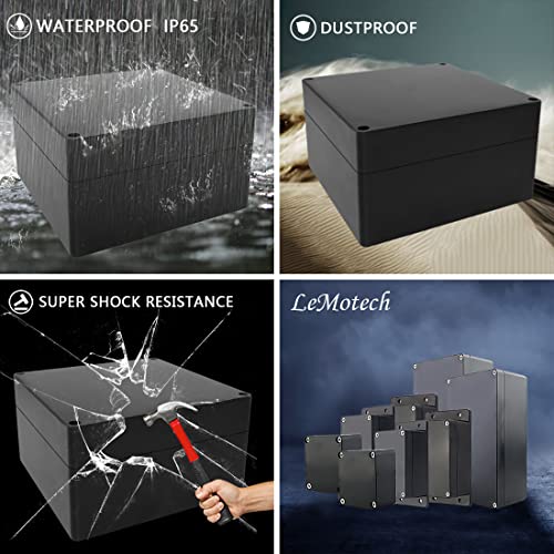 LeMotech Electrical Box ABS Plastic Project Box IP65 Waterproof Junction Box Project Case Universal Enclosure for Electronics Black 6.1x 6.1x 3.4 inch(160x160x90mm)（Pack of 1 - color: Black (1 pack), size: 6.1" x 6.1" x 3.4"