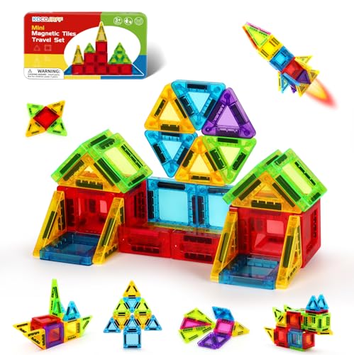 56Pcs Travel Magnetic Tiles, Mini Magnet Tiles Travel Set with Case - color: Color-3