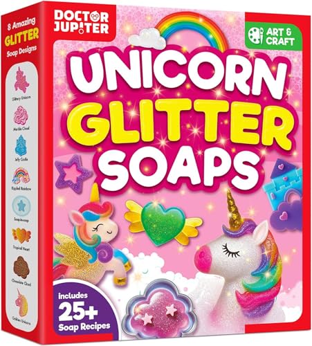 Doctor Jupiter Unicorn Glitter Soap Making Kit for Kids Ages 6+ - style: Unicorn Glitter Soaps: 6+