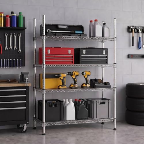 Thyle 4 Pack 74-Inch Wire Shelving Posts with 50 Clip, Chrome Steel, Sliver - color: Sliver, size: 74"