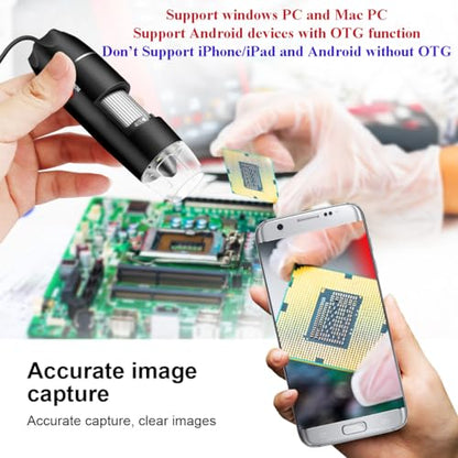 USB Digital Microscope Compatible with Android Windows Linux Mac - color: Black