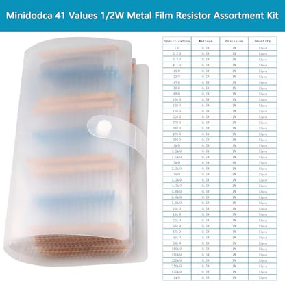 1/2W 41 Values 615pcs Individual Compartment 1 Ohm-1M Ohm with 1% Metal Film Resistor Assortment Kit and Electrical Industrial Assorted Set K Ohm Pack for Led Lights - style: 1/2W 41 Values 615pcs