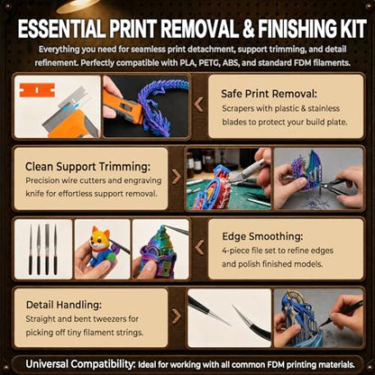 3D Printer Tools, 38-Piece 3D Printer Maintenance Kit, Deep Hotend Unclogging and Print Finishing Accessories Set, Gifts for Bambu Lab, Ender 3, Kobra Enthusiasts