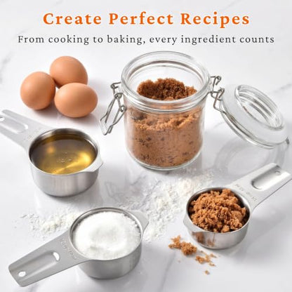 35PCS Stainless Steel Measuring Cups and Spoons Set, 7 Nesting Measuring Cups, Round & Rectangular Spoons with Clear Engraved Markings, 2-Pack Mini Spoon Sets with Leveler for Precise Cooking & Baking - size: Set of 35