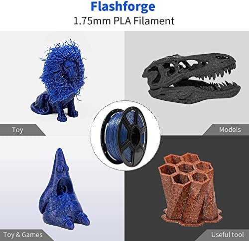 FLASHFORGE PLA Filament 1.75mm Galaxy Blue, 3D Printer Filament with Silver Glitter 1kg (2.2lbs) Spool, Dimensional Accuracy +/- 0.02mm, Shimmering 3D Printing Filament for Unique Finish - color: Galaxy Blue