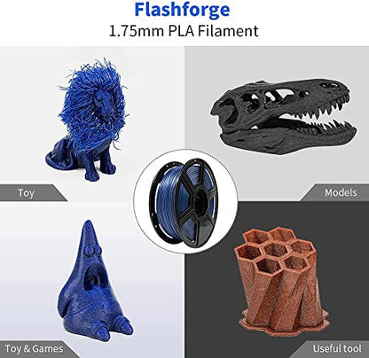FLASHFORGE PLA Filament 1.75mm Galaxy Blue, 3D Printer Filament with Silver Glitter 1kg (2.2lbs) Spool, Dimensional Accuracy +/- 0.02mm, Shimmering 3D Printing Filament for Unique Finish - color: Galaxy Blue