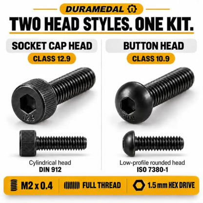 800PCS M2 Hex Socket Head & Button Head Screws Nuts Assortment Kit - size: M2 Button&Cap Head Kit 800pcs / 8 Sizes