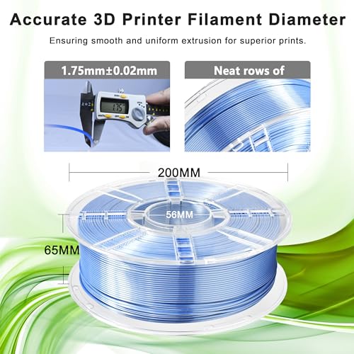 iBOSS Dual Silk Metallic Blue Silver Shiny PLA+ Filament, 1KG 3D Printing Material with 1.75mm High Diameter Accuracy+/-0.02mm, Neatly Wound Silk PLA Plus Widely Support for FDM 3D Printers - color: B_ Dual Blue & Silver