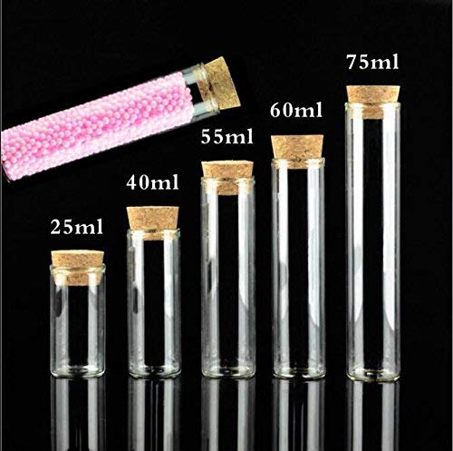 10Pcs 40ml Glass Test Tubes with Cork Stoppers Empty Refillable Clear Flat Borosilicate Glass Bottles Vials Jars for Beads Candy Storage Party Favors Lab 30 x 80mm - size: 40ml/1.4oz