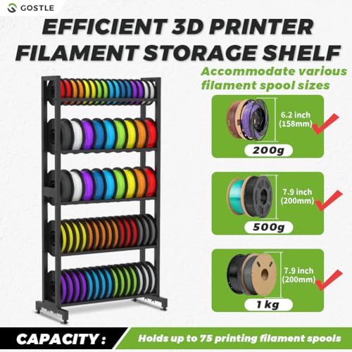 3D Printer Filament Storage Rack, Heavy-Duty 5-Tier Organizer for 3D Printing Spools, Large Capacity Holder for 3D Printing Rolls - style: 5-Tier