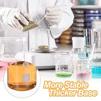 PATIKIL 250ml Low Form Glass Beaker, 12 Pack 3.3 Borosilicate Glass Graduated Printed Scale Measuring Cups with Spout for Kitchen Lab Liquids - size: 250ml