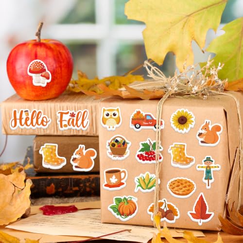 300Pcs Fall Foam Stickers, Cute Self-Adhesive Autumn Thanksgiving Stickers Foam Fall Pumpkin Maple Leaves Sticker Decorations for Home Office School Classroom DIY Art Craft Party Supplies - style: Fall