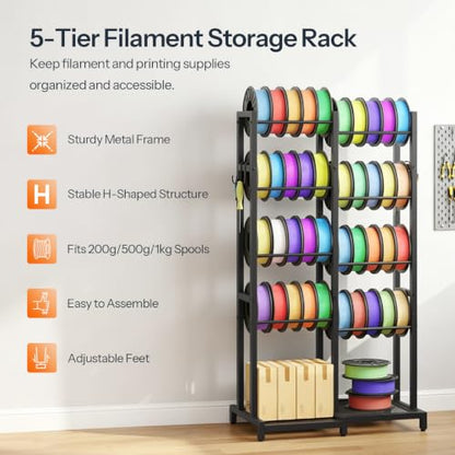 HOOBRO 3D Printer Filament Storage Rack, 5-Tier Heavy Duty Storage Shelf