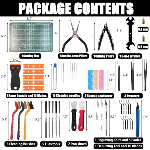 3D Printer Tools Kit,3D Printer Accessories Includes Nozzle Cleaning Kit,Deburring Tool Set