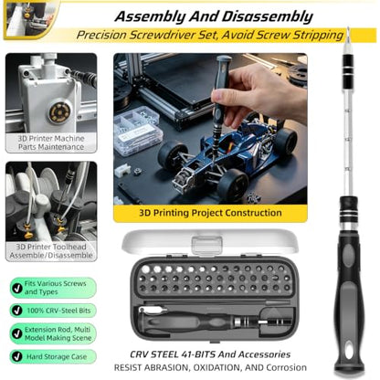 113Pcs 3D Printer Tool Kit and Accessories with Case incl. Scrapers, Pliers, Files, Deburring, Nozzle Anti-Stick Coating, Lubricant Oil/Grease, Screwdriver Set, for Bambu Lab & all FDM/SLA 3D Printers - style: Flagship Maker Kit