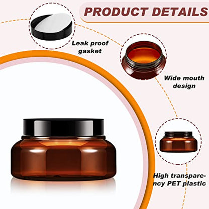 24 Pack Plastic Cosmetic Jars with Lids Label, 5 oz, Brown - color: Brown, size: 5 oz