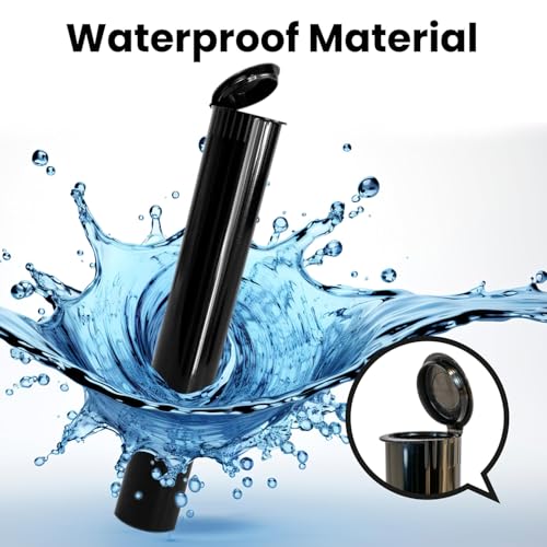 100 Pack 116mm Tubes Black King Size - Plastic Pop Top Tubes with Squeeze Cap - Airtight, Waterpoof and Child Proof Container (100 Count) (Black 116mm 100Pack) - color: Black 116mm 100pack