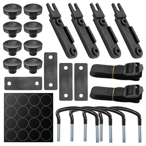 4PCS Roof Box U-Bolt Clamps, Car Roof Rack Metal Mounting Brackets