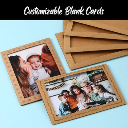 50 Sets Photo Frame Cards with Envelopes 5x7 Paper Picture Frames Bulk - color: Kraft, size: 5X7