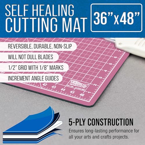 U.S. Art Supply 36"x48" Self-Healing Cutting Mat 5-Ply Pink/Blue - color: Pink/Blue