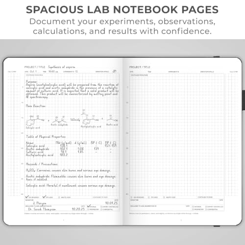 Clever Fox Laboratory Notebook, Lab Notebook, Chemistry Research, Black - color: Black