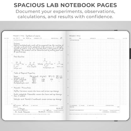 Clever Fox Laboratory Notebook, Lab Notebook, Chemistry Research, Black - color: Black