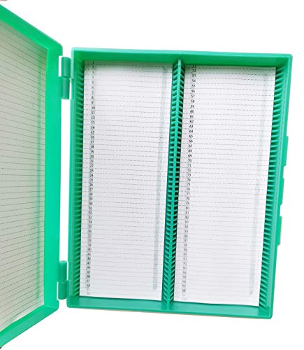 MUHWA Scientific 100 Places Plastic Microscope Slides Storage Box (Green) - color: Green
