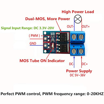 10PCS DC 5V-36V 15A 400W Dual MOSFET Trigger Switch Drive Module - style: 10PCS FET 1