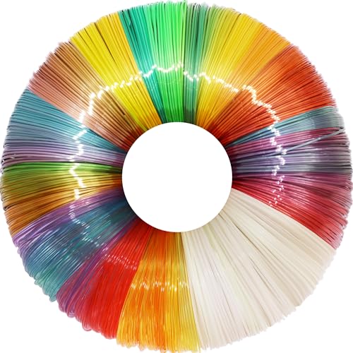 MIKA3D 5 Colors 3D Printing Pen Filament Refill, Each 10m, One Glowing in Dark PLA, One Clear Rainbow, 3 Different Color Silk Rainbow PLA, Total 50m 3D Printer Filament Sample Pack - color: Pla Mixed - 5 Colors