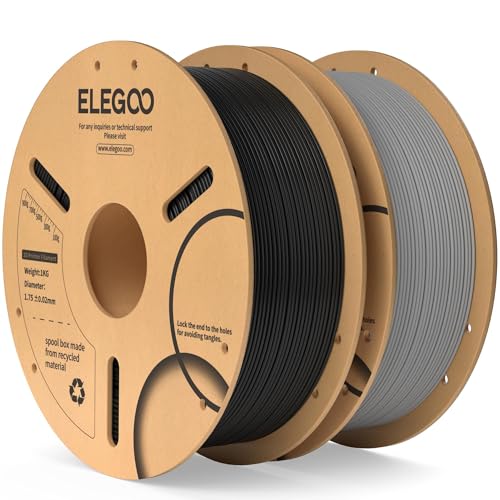 ELEGOO PLA 3D Printer Filament 1.75mm Black & Gray 2KG - color: Black & Gray, size: 2kg