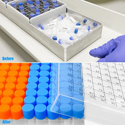 100Pcs 2ml Cryo Tubes Plastic Cryogenic Vials with Screw Caps, PP Material