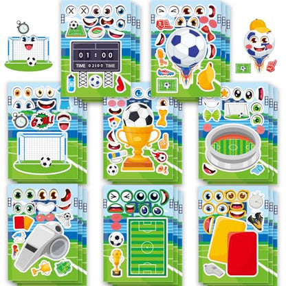 Soccer Make a Face Stickers 24 Sheets, Sports Crafts for Boys - color: Soccer