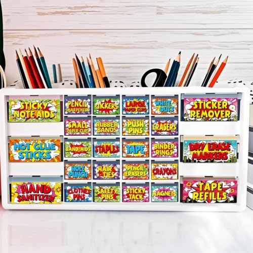 54Pcs Classroom Toolbox Labels Classroom Decoration Hero Self-Adhesive Toolbox Sticker Hero Theme Tool Box Storage Decal Colorful Organizer Container Decor for Back to School Teacher Supplies - style: Hero Theme