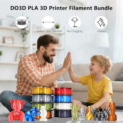 1.75mm Silk PLA 3D Printer Filament Bundle, 8 Silk Shiny Colors: Gold/Silver/Copper/Bronze/Black/White/Red/Blue, Each Spool 250g, 8 Spools, Total 2Kg 3D Printing Material, 250g x 8 Spools - color: 8 Colors Bundle: Gold/Silver/Copper/Bronze/Black/White/Red