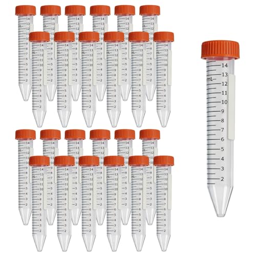15ml Conical Centrifuge Tubes,25-Pack Sterile Polypropylene Test Tubes with Leak-Proof Screw Caps & Graduated Marks for Lab Use (15mL-25Pcs) - size: 15mL-25Pcs