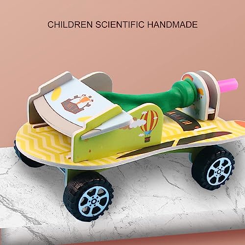 Aerodynamic Balloon Car Assemble Wooden Toy (Balloon car)