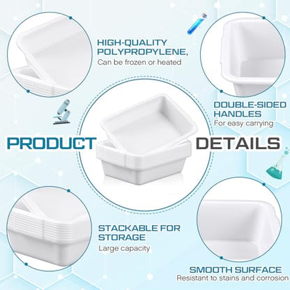 Kingdder 10 Pack Plastic Lab Trays 13.78'' L x 9.84'' W x 3.15'' H PP Tray - size: 13.78'' L X 9.84'' W X 3.15'' H