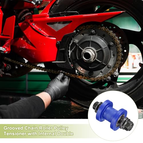 PATIKIL 10mm Grooved Roller Pulley Tensioner Blue Chain Roller Pulley - color: Blue