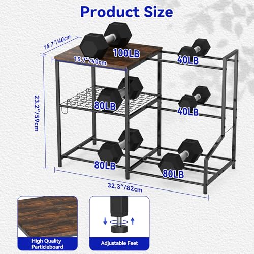 3D Printer Stand with Filament Storage Rack, 3D Printer Table with Shelves and 3-Tier Metal Spool Holder, Heavy-Duty 3D Filament Storage Stand for Workshop, Studio, or Office, Retro Brown