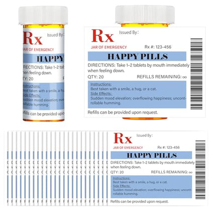 Kigeli 60 Pcs Happy Pill Stickers Medication Bottle Labels Pharmacy Gifts - style: Happy Pill