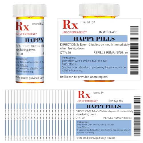 Kigeli 60 Pcs Happy Pill Stickers Medication Bottle Labels Pharmacy Gifts - style: Happy Pill