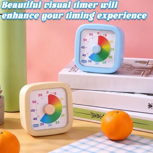 AmazingSpark 2 Pack Visual Timer 60 Minute, Apricot,Blue, Graduated - color: Apricot,blue