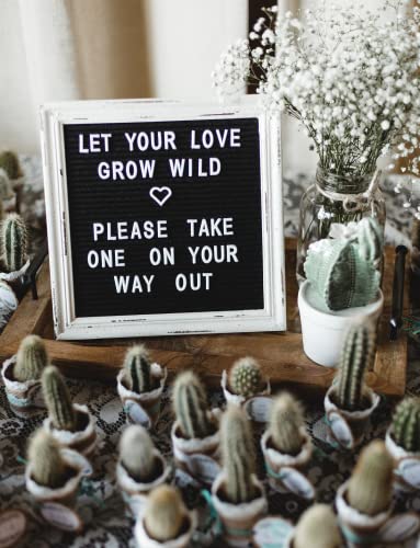 Black Felt Letter Board Baby Announcement Sign with Rustic Wood White Frame - Rustic Farmhouse Letter Board Sign with Stand - 10x10 Felt Board Changeable Message Board with 350 Letter Set - color: Black, size: 10x10 inches