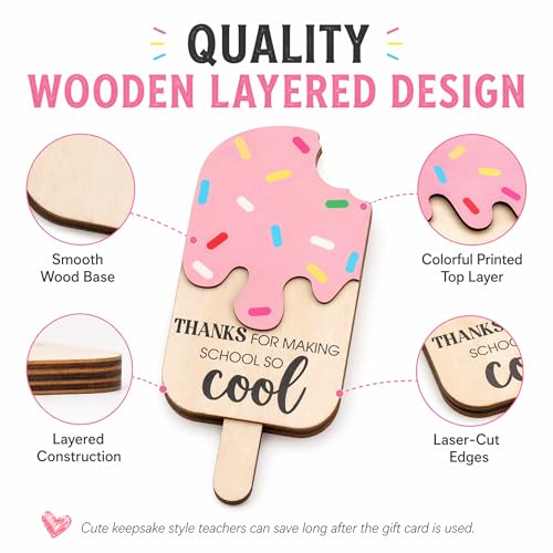 KATINAT 2pcs Blue Pink Ice Cream Teacher Appreciation Gift Card Holder, Teacher Appreciation Gifts for Women, 5-Layered Wooden Thank You Gift Card Holders, End of Year Preschool Middle School - color: 2pcs Ice Cream