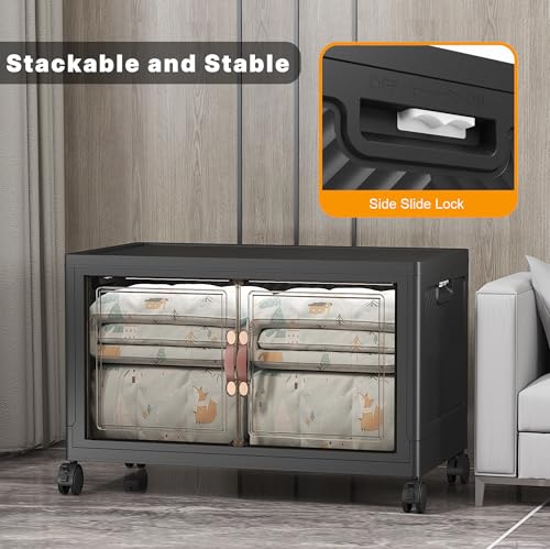 UAMFURI Stackable Storage Bins, 175QT Collapsible Drawers with 1 Lid - color: Dark-175QT, size: 1Pack with 1 top lid