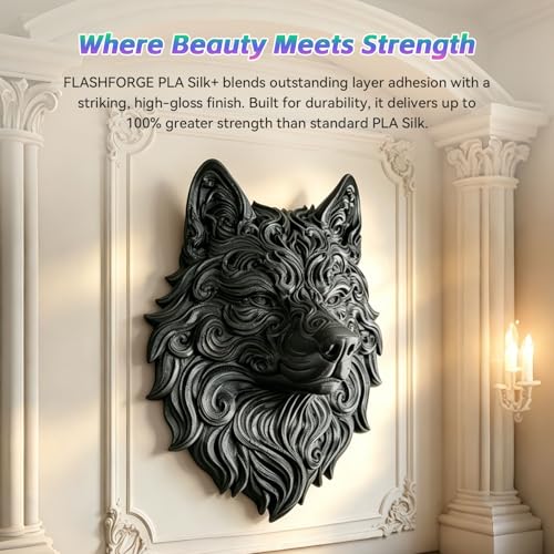 FLASHFORGE Silk+ PLA Filament 1.75mm Metal Gray, Silky Texture 3D Printing Filament, Enhanced Layer Adhesion with Stunning Surface Finish; Chrome-Like Brilliance and Silk-Smooth Perfection - color: Silky Single-color Metal Gray