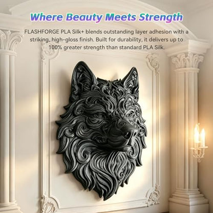 FLASHFORGE Silk+ PLA Filament 1.75mm Metal Gray, Silky Texture 3D Printing Filament, Enhanced Layer Adhesion with Stunning Surface Finish; Chrome-Like Brilliance and Silk-Smooth Perfection - color: Silky Single-color Metal Gray